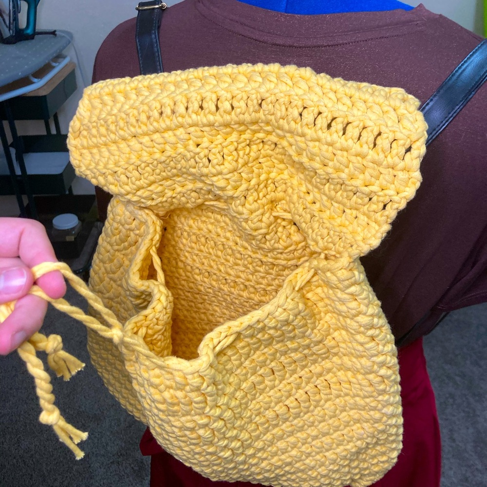 Crocheted Drawstring Backpack - image 4